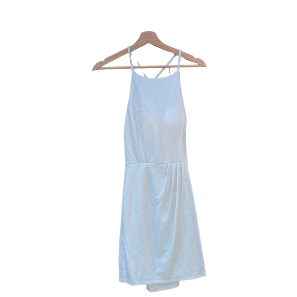 Speechless size 9 open back white and silver dress, pit to pit 16"